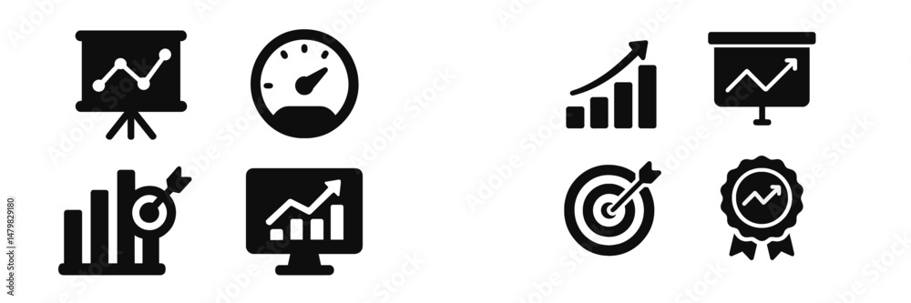 Leinwandbilder Collection of web icons illustrating metrics, performance indicators, and analysis tools for digital applications