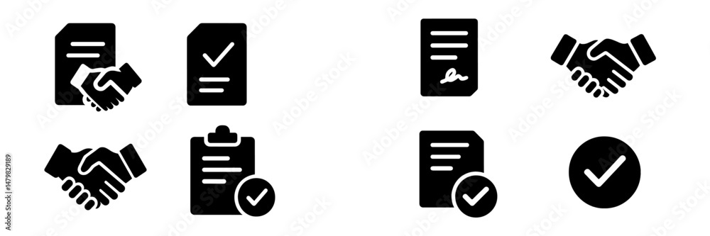 Aufkleber set of web icons representing agreements, contracts, and collaboration between individuals in a digi