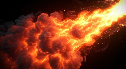 Fiery Inferno Blaze Burning Embers Smoke and Fire Explosion Effect