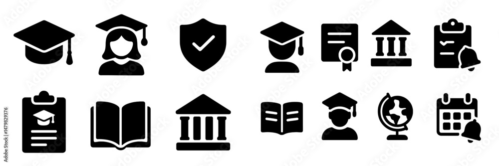 Aufkleber collection of educational web icons representing various aspects of learning and academic achievemen