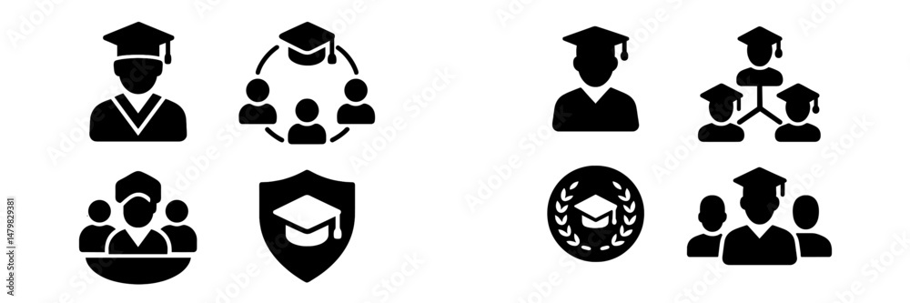 Aufkleber collection of graduation and education-related web icons for digital design projects