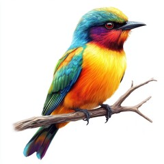 Fototapeta premium Vibrant Multicolored Bird Illustration on White