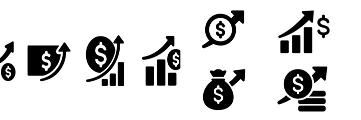 Obraz premium Set of web icons representing financial growth, investments, and monetary symbols for digital applications and websites