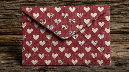 Obraz premium Handmade Heart Envelope with Rustic Wood Background, and Love Letter.