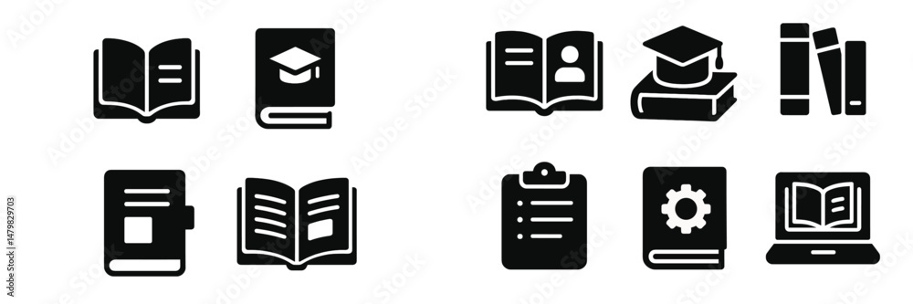 Aufkleber collection of web icons representing various aspects of learning, education, and information organiz
