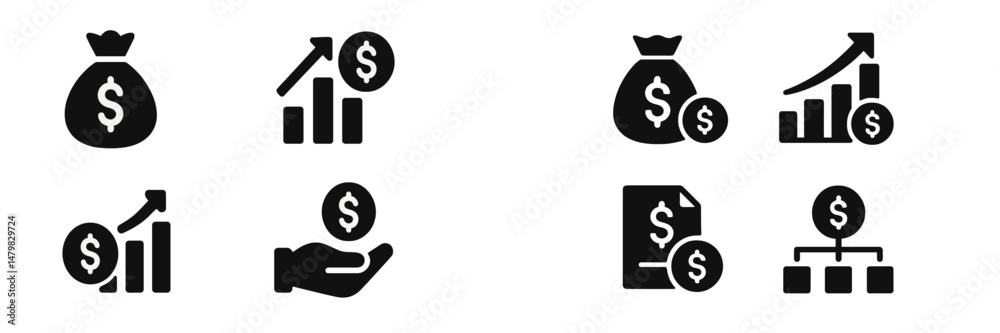 Aufkleber Collection of web icons featuring finance and investment symbols for digital design projects
