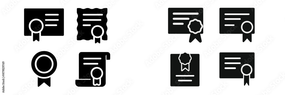 Leinwandbilder collection of web icons representing various certificates and awards for digital projects or achieve