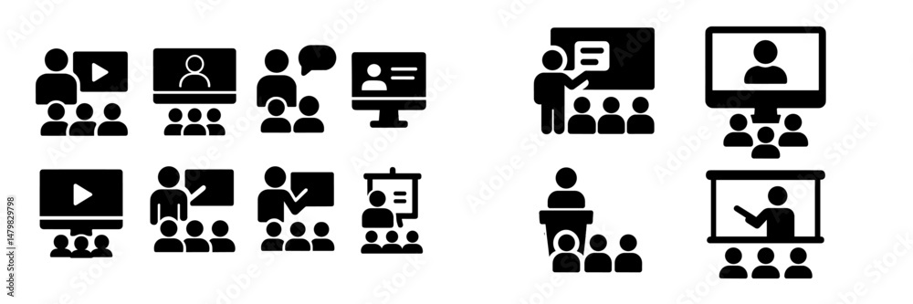 Leinwandbilder collection of web icons representing various online learning and communication activities for digita