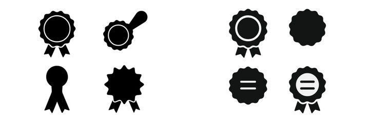 Collection of diverse web icons representing badges, awards, and achievements for digital applications and interfaces