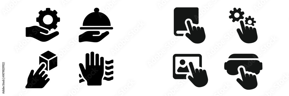 Fototapete Collection of web icons showcasing various interactive tools and functionalities for digital applications and user interfaces