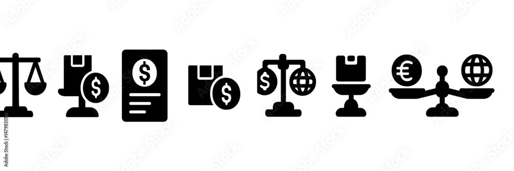 Poster Set of web icons representing finance, trade, and global commerce for digital applications and interface designs