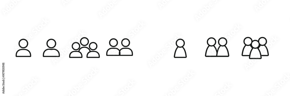Poster collection of web icons representing various group sizes for social networking and user interaction