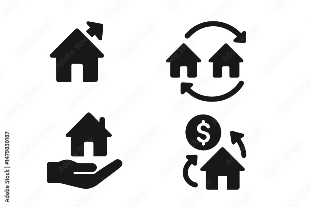 Aufkleber set of web icons representing various aspects of real estate and home services, suitable for digital