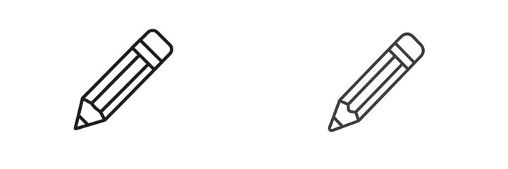 Collection of simple web icons depicting pencils designed for digital applications and user interfaces for various online tasks