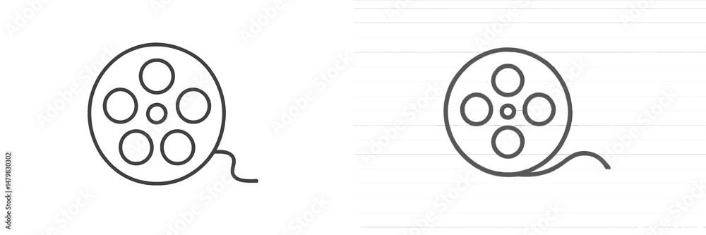 Poster Collection of web icons representing film reels, showcasing creative and minimalistic design elements for digital projects