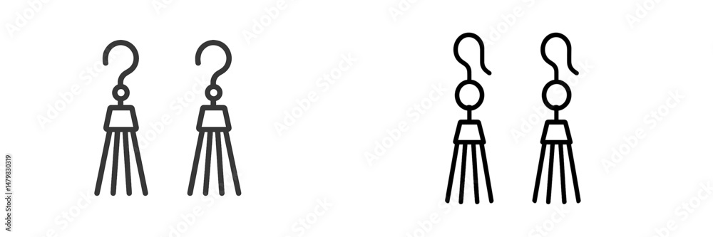 Aufkleber web icons showcasing a set of stylish earring designs in minimalist outline style