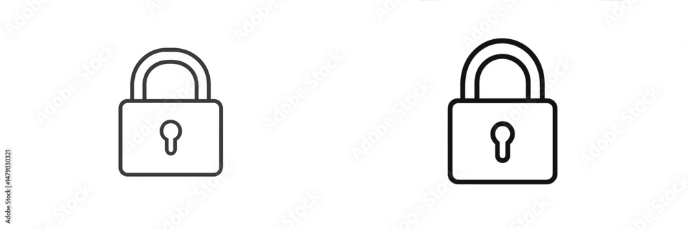 Poster set of web icons featuring lock symbols in two distinct styles for digital design projects