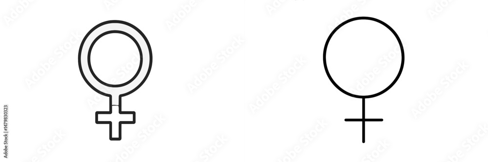 Poster web icons representing female gender symbols in minimalist design style for digital applications