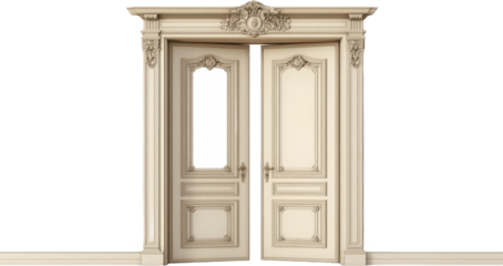 Classic French Double Doors with Ornate Moldings