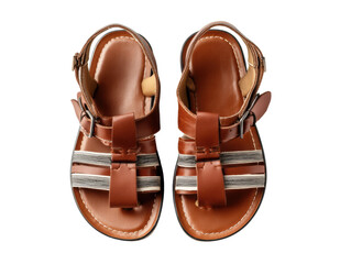Stylish brown sandals for summer comfort and casual wear, cut out transparent