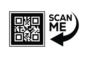 Centered black and white QR code with bold 