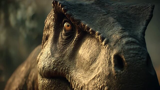 4K Side Profile Close-Up of T-Rex Snarling | Intense CG Dinosaur Animation in Jungle Setting | Jurassic Beast Detail