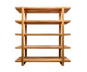 Modern wooden shelf for home and office organization, cut out transparent