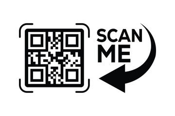 Centered black and white QR code with bold 