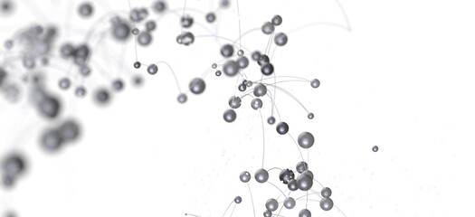 Abstract background image of silver spheres connected by thin lines, ideal for technology and network concepts.