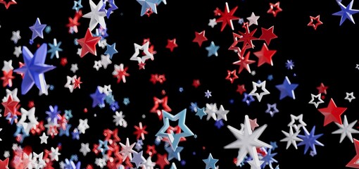 Festive 4th of July background of red, white, and blue stars. Perfect for Independence Day celebrations.
