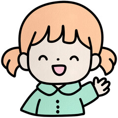 Cute girl in raincoat, pastel style