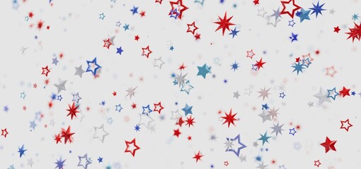Festive background with red, white, and blue stars. Perfect for Independence Day or patriotic themes.