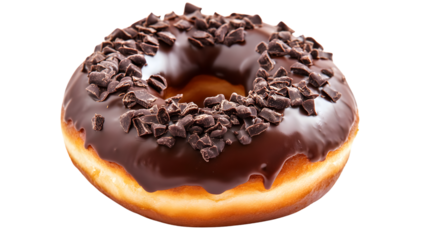 Delicious Donut with Chocolate Glaze on White Background for Food Photography
