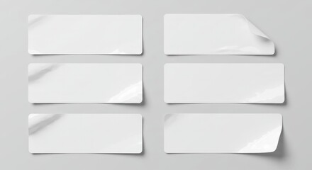 Minimalist Rectangular White Stickers With Realistic Shadow For Presentation