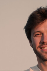 Fototapeta premium portrait of paragliding enthusiast face expressing joy and freedom creating sense of motion