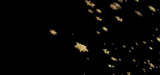 Abstract image of gold stars falling against a black background. Perfect for holiday or celebration...
