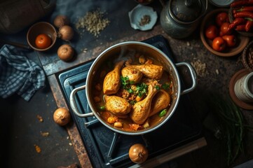 Yassa Chicken Cooking in Guinea Kitchen