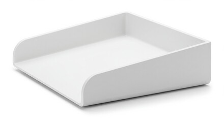 Fototapeta premium Minimalist white document tray for office organization and storage solution