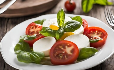 Enjoy a traditional Caprese salad featuring heirloom tomatoes, fresh mozzarella and basil, drizzled with a tangy balsamic reduction. A refreshing and flavorful Italian classic.