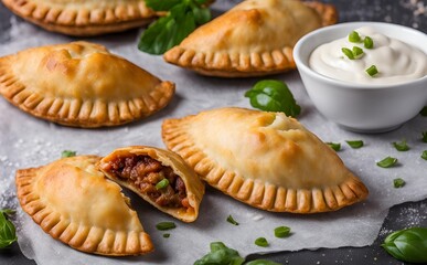Empanadas are crispy delicious pastries that are incredibly appetizing. With their savory fillings and golden-brown crusts, they make a perfect snack or meal option.