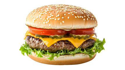 Juicy Smash Burger on White Background with Leading Lines