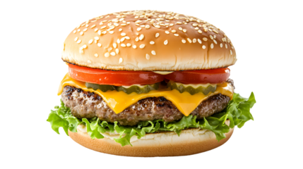Juicy Smash Burger on White Background with Leading Lines
