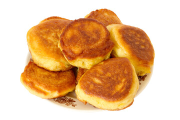 A plate of thick homemade pancakes.