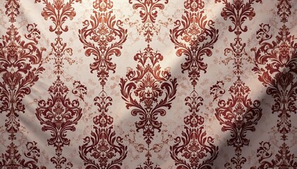 Intricate damask pattern in elegant muted tones on luxurious fabric , ornate, stylish, cream