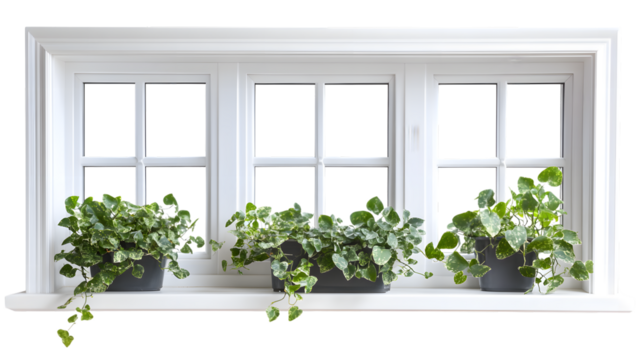 Modern White Double Hung Window Isolated on White Background