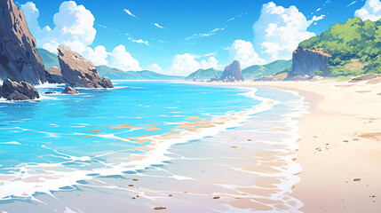 tropical beach with blue sky