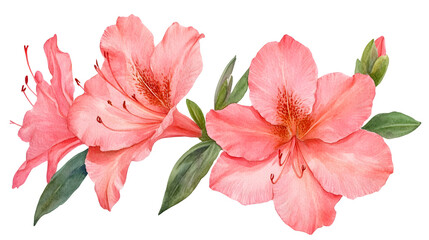 Pink Azalea Flower Watercolor Illustration for Botanical Prints and Designs