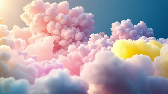 Abstract background with soft pastel gradient clouds floating in calm space
