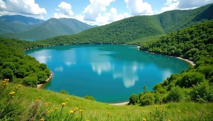 Irregularly shaped lake with winding shoreline and diverse plant life, vegetation, geology, swamp