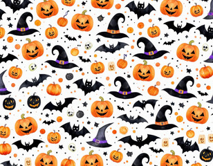 Pumpkins and bats on a table or porch, perfect for Halloween decorations
